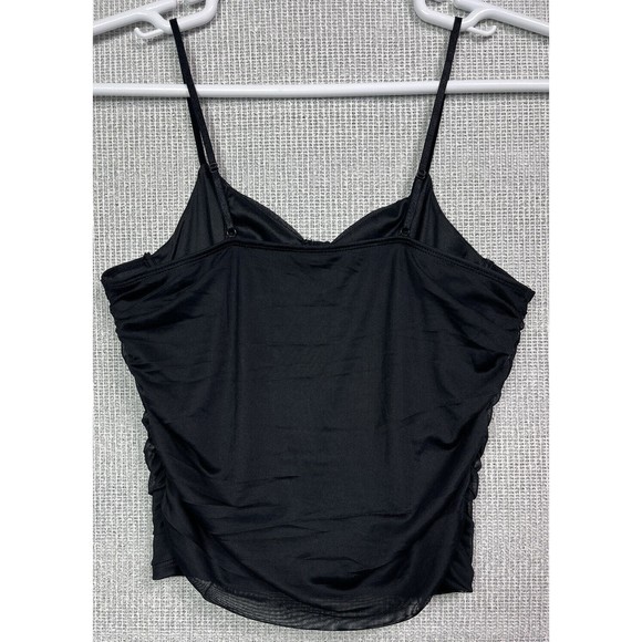 Black Y2K Mesh Ruched Bustier Blouse Spaghetti Strap Stretch XL - Picture 6 of 9